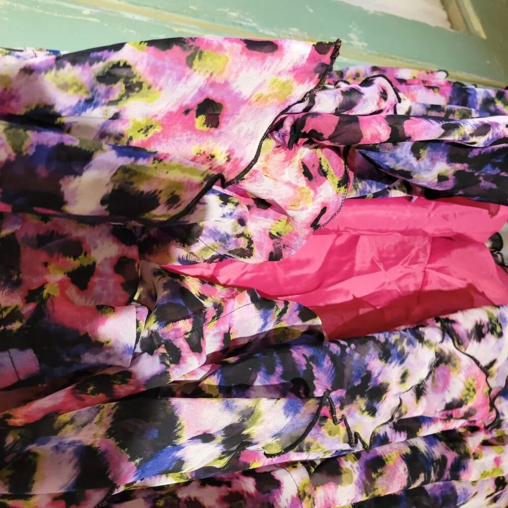 Jones New York Pink Multi Sleeveless A-Line Midi Dress Size 4 - Picture 5 of 5